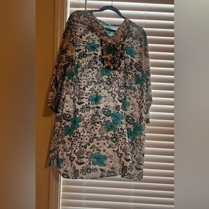 Floral Tunic with Teal and Black Pattern coord set